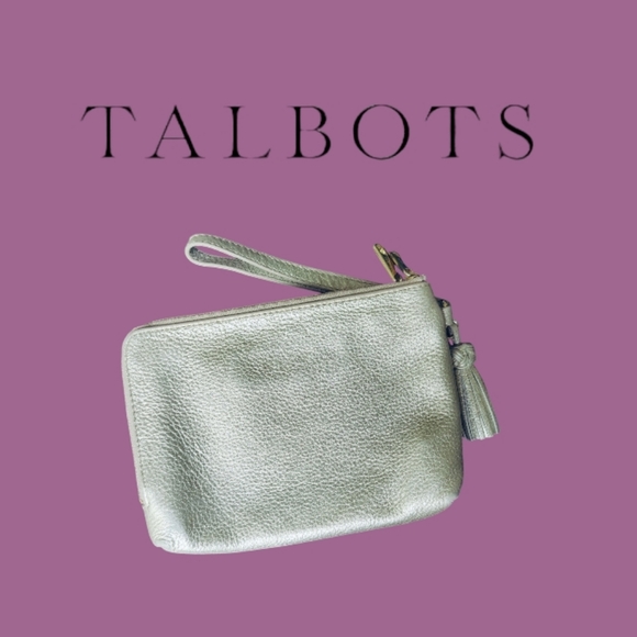 Talbot | Champagne Gold Pebbled Leather Tassel Wristlet - Picture 1 of 7